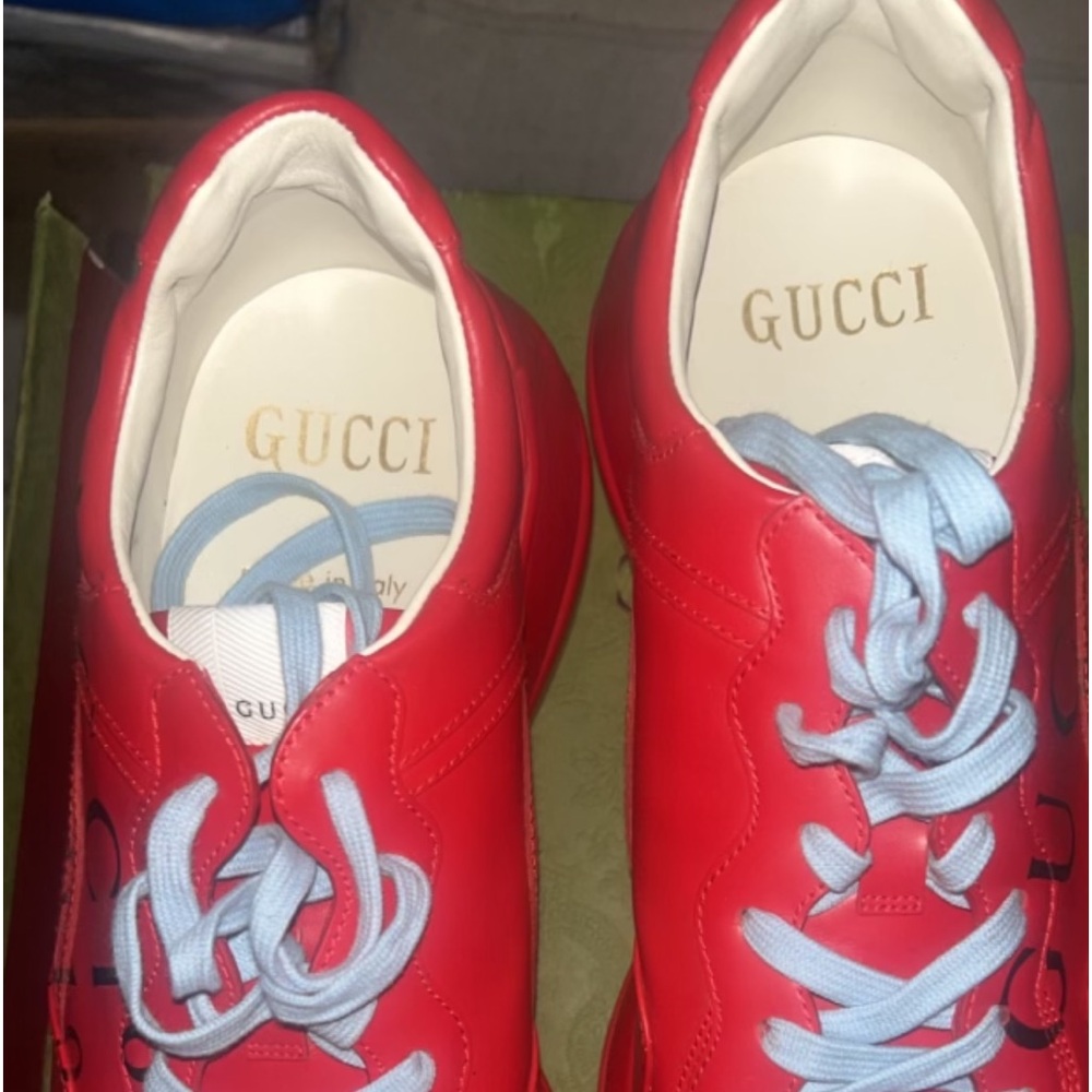 Red Gucci Rython Men’s Sneakers - Picture 2 of 7